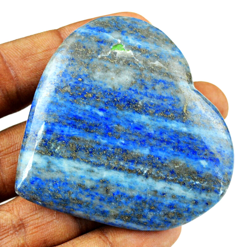 Lapis Lazui Crystal Heart Palm Stone Blue Rock Reiki Healing Energy Crystal