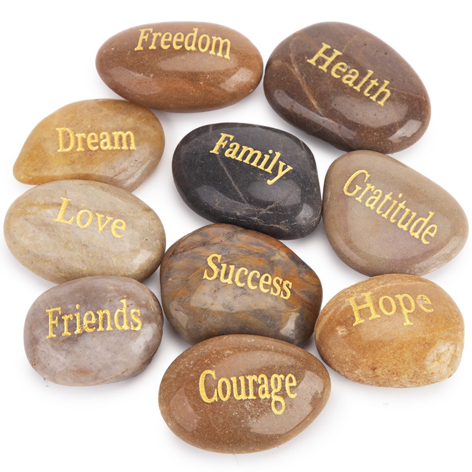 10 PCS Engraved Inspirational Stones Encouragement Amulets Meditation Decor