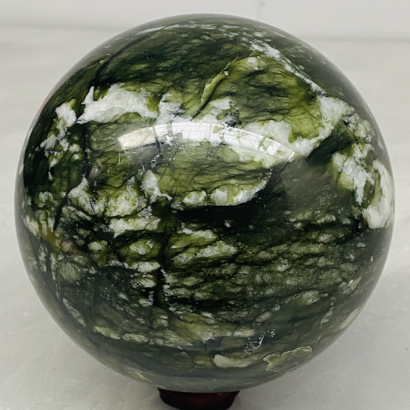 Natural Southern Jade Sphere Green Serpentine Crystal Ball Healing 3220g 7.09LB