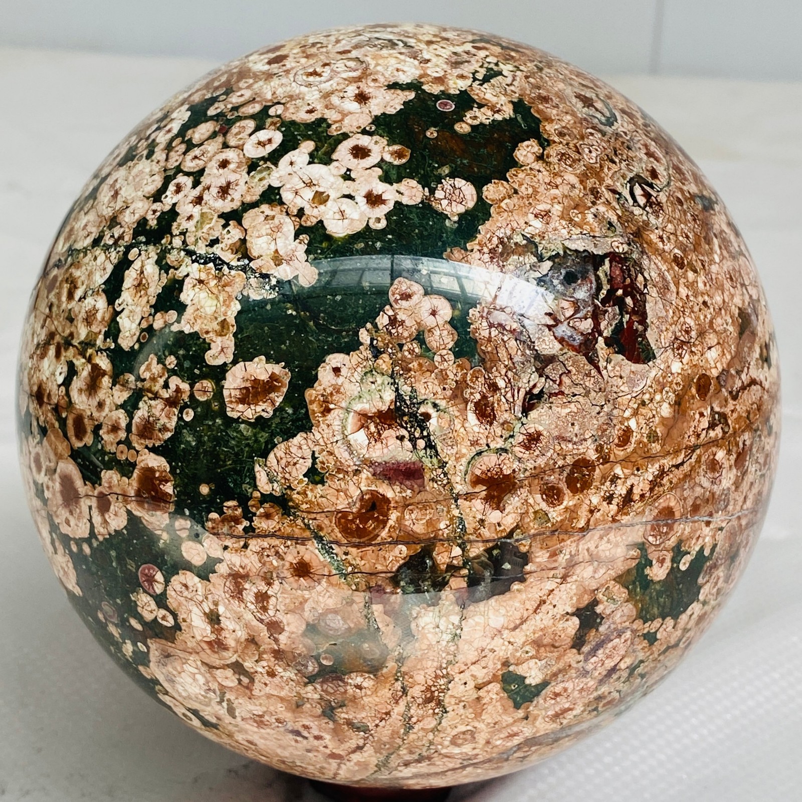 Natural Polished Pink cherry blossom agate BALL Madagascar 3360G ( 7.4LB )