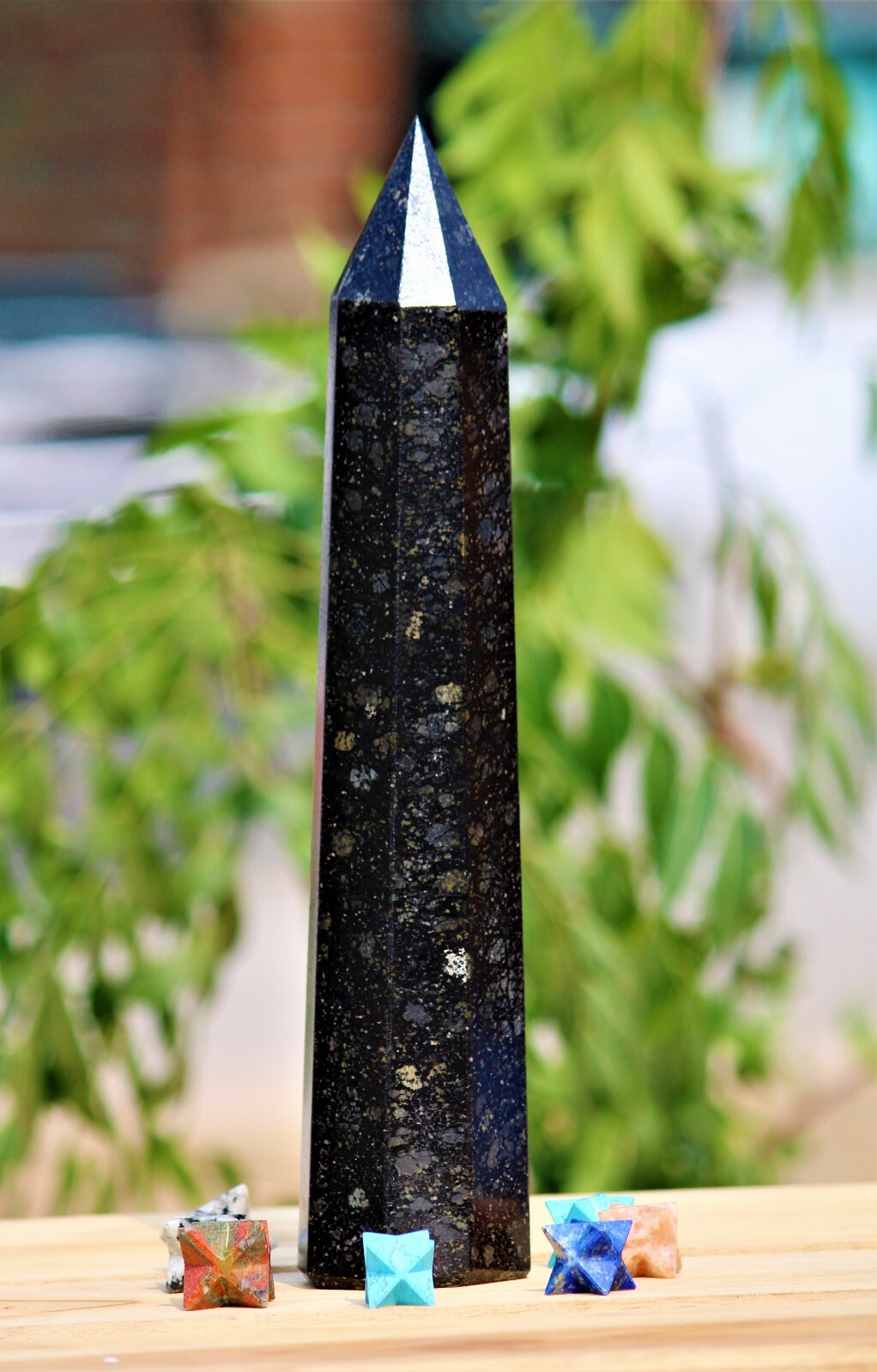 3.8LB! Nuummite Tower Powerful Magic Sorcerer Stone Reiki Healing Crystal