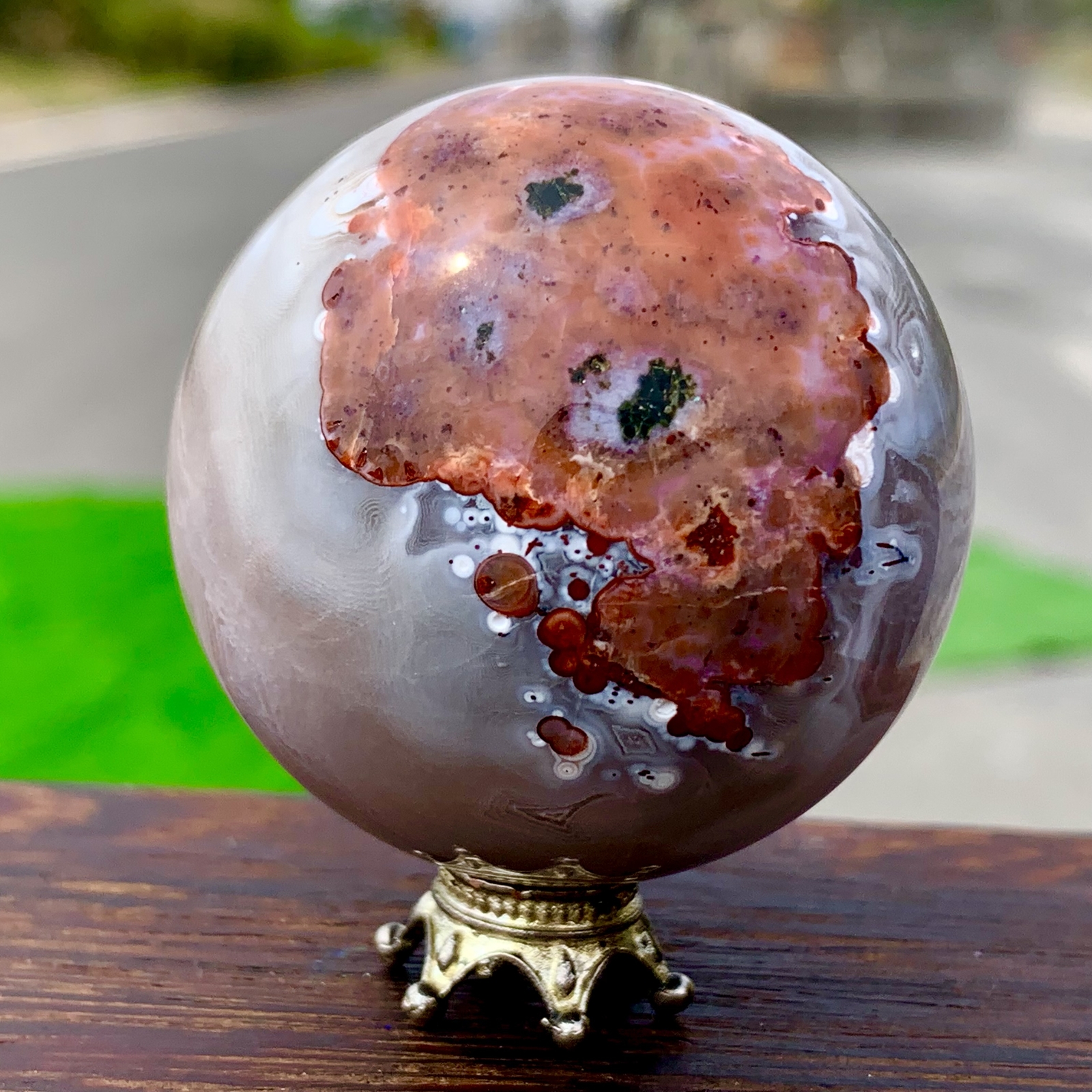 130GNatural Silk agate Sphere Quartz crystals Balls Reiki Healing Gem