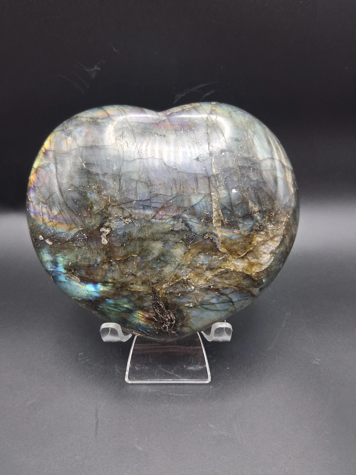 Large labradorite heart! 2.3 pounds, 5 by 5 inches