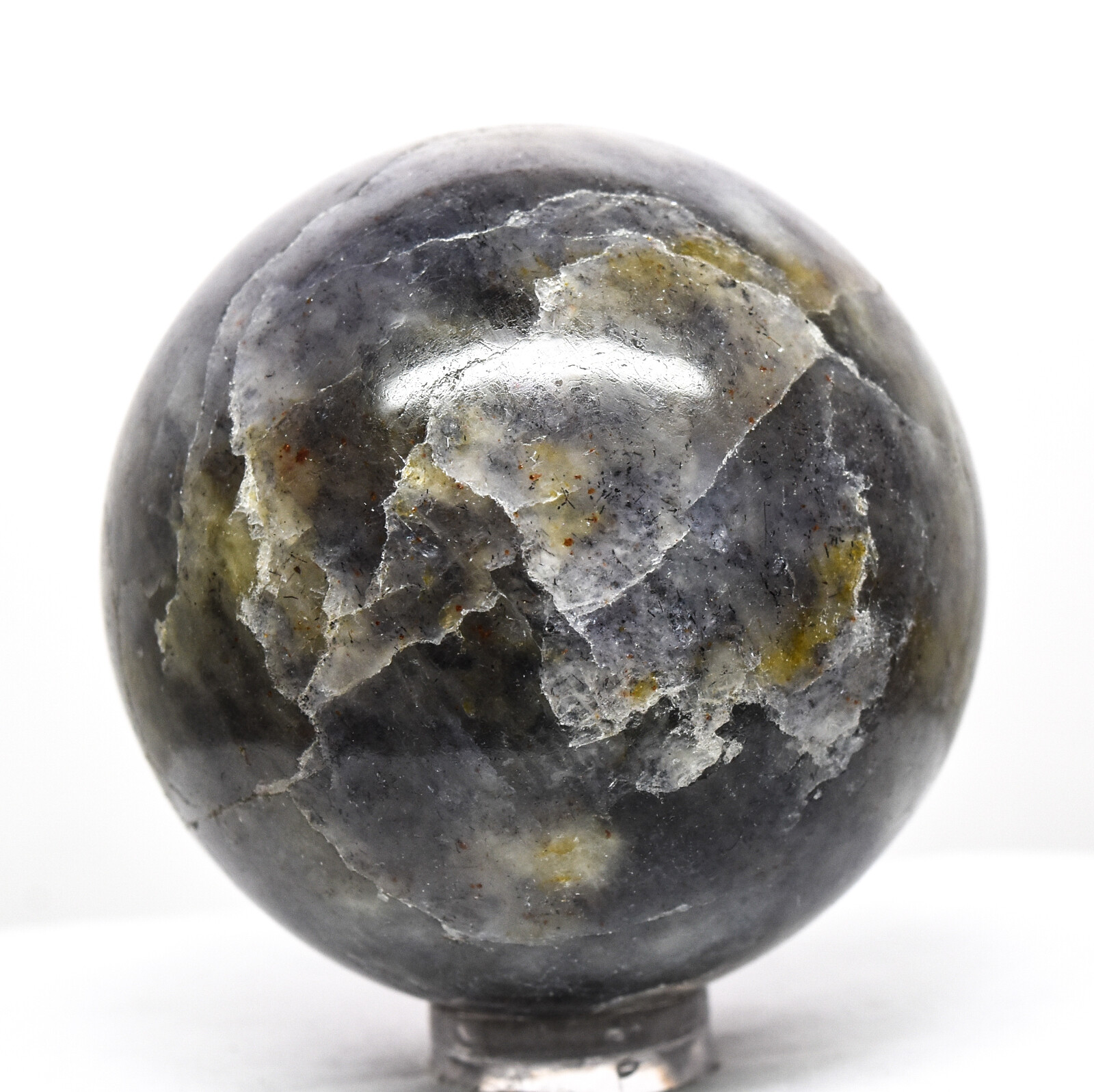 49mm Dark Blue Yellow Iolite Sphere Polished Cordierite Crystal Mineral – India