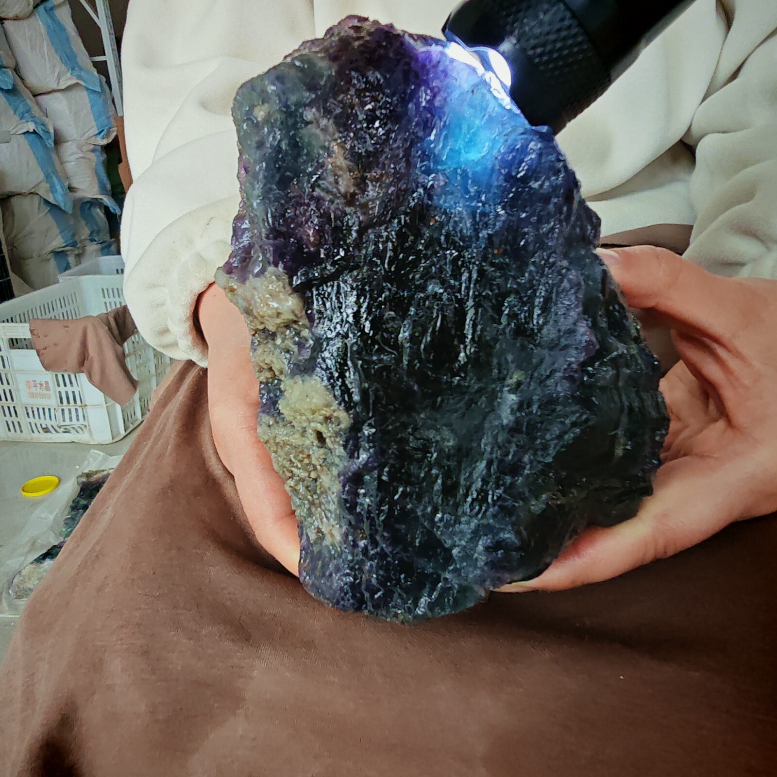 4.356LB Restoration of Natural Colored Fluorite Crystal Specimens 1980g
