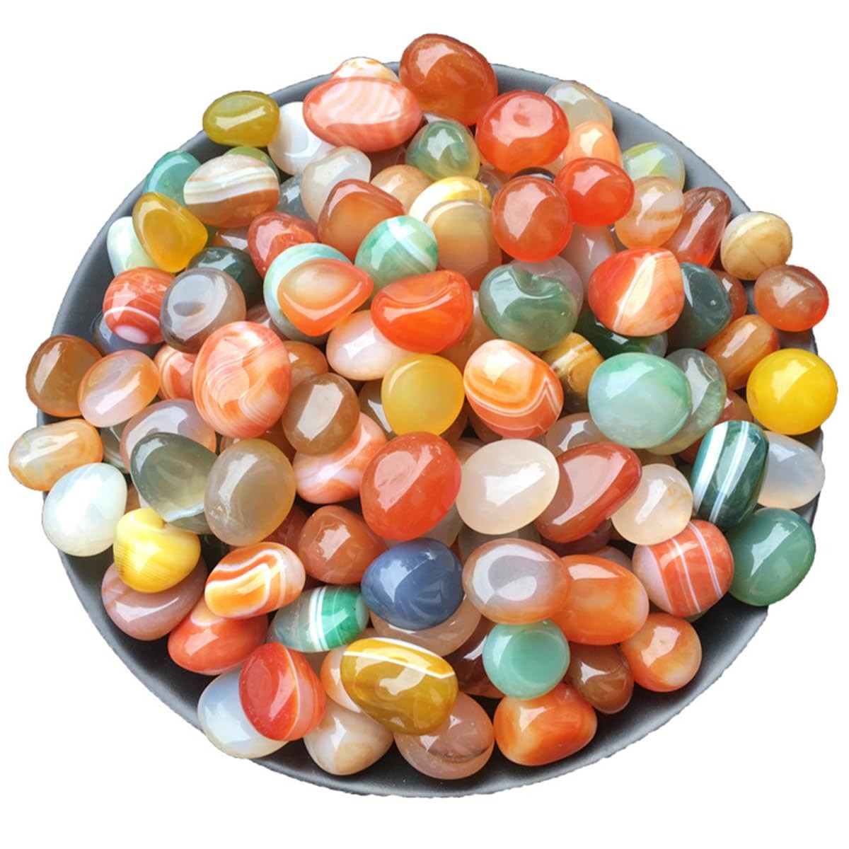 100 Pcs Mixed Agate Stone Tumbled Stones Natural Bulk Assorted Tumbled Polish…