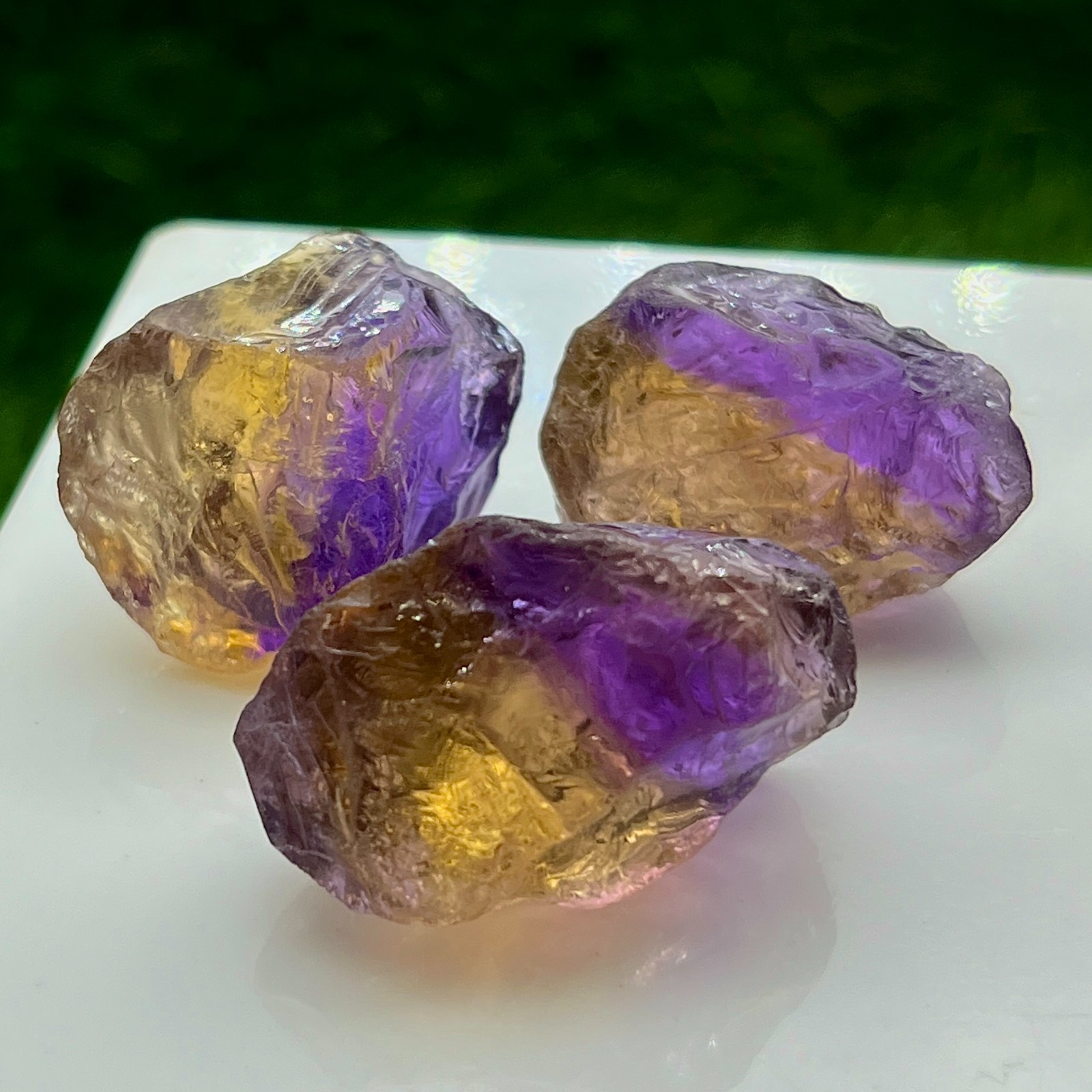 3 Pcs Rare Ametrine Rough Gemstones Lot– Natural Raw Amethyst and Citrine