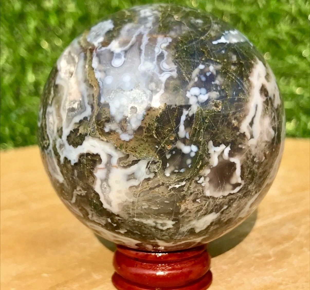 280g Water Grass Agate Sphere (53mm)