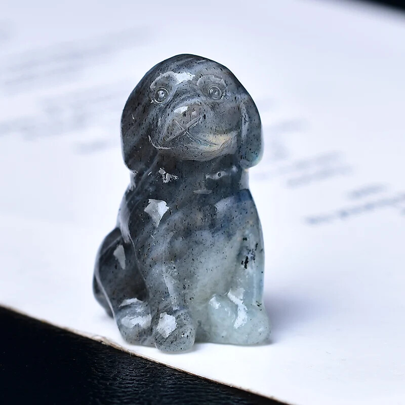 1pc 3.5cm crystal carved dog, meditation stone crystal gift for home decor