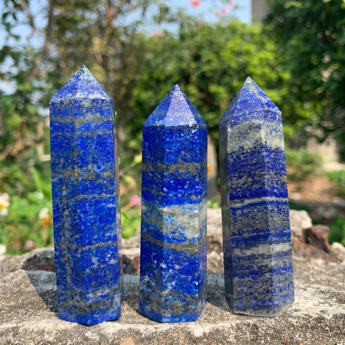 3 ~ 4 inch Lapis Lazuli Point Obelisk Natural Crystal Wand Tower Home Decoration