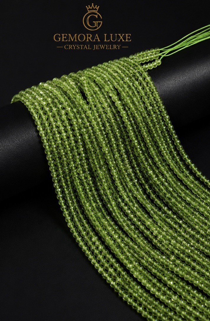 AAA Natural Green Peridot Faceted Round Beads