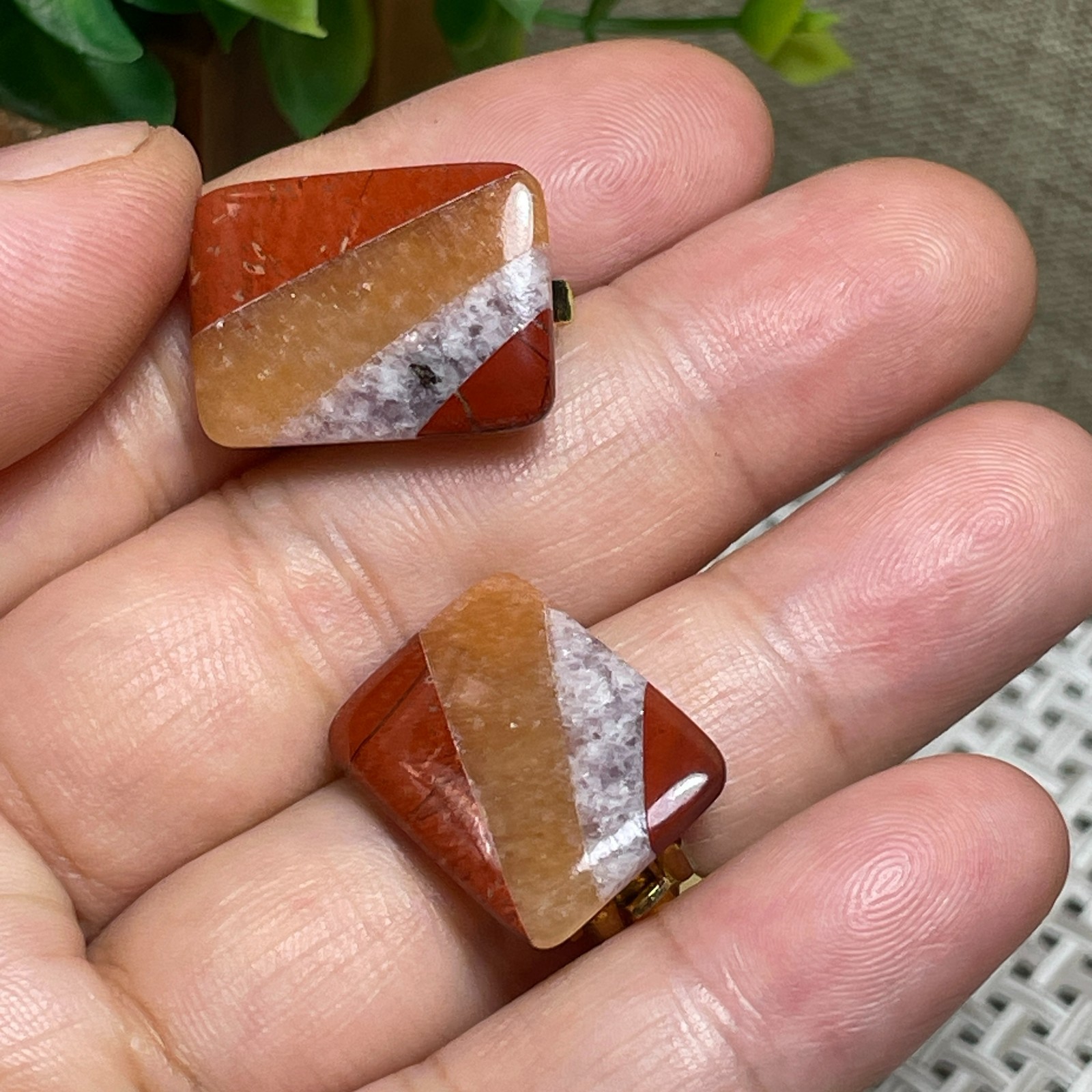 Vintage earring clip – Cut stone Clip On Earrings Womens E3738
