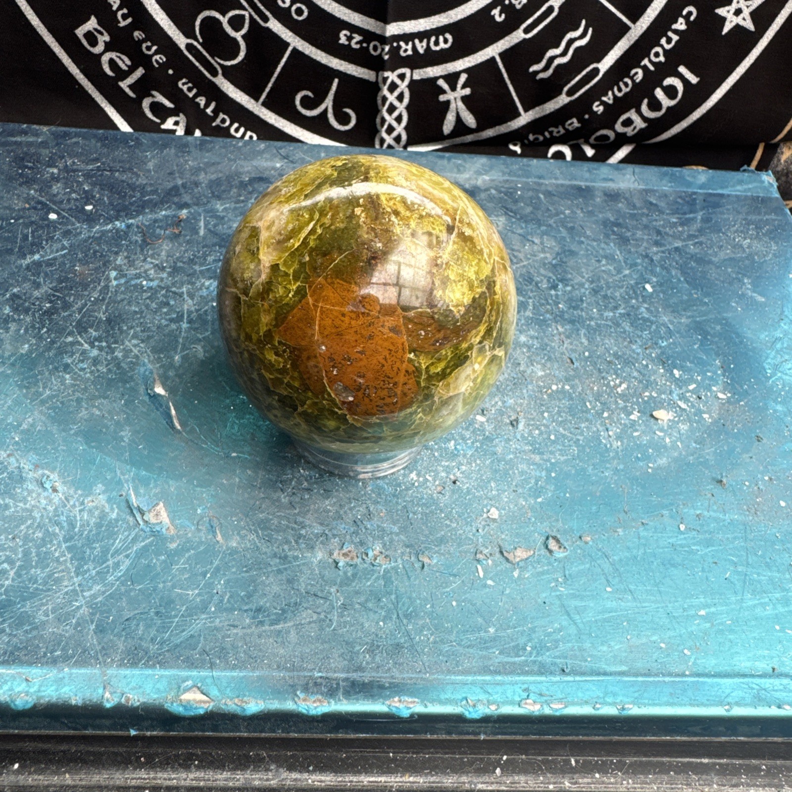 Green Opal Sphere From Madagascar 460 Grams 7.1 cm Approx DRZ4#5