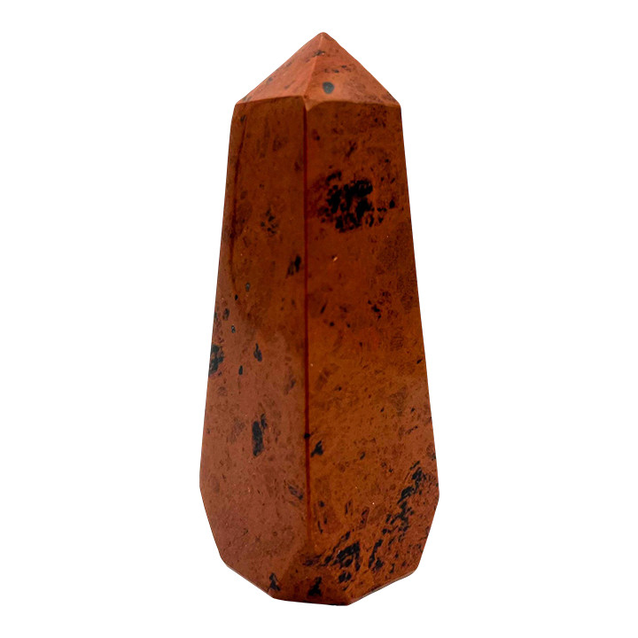 Organic Modern Red Jasper Carved Stone Obelisk