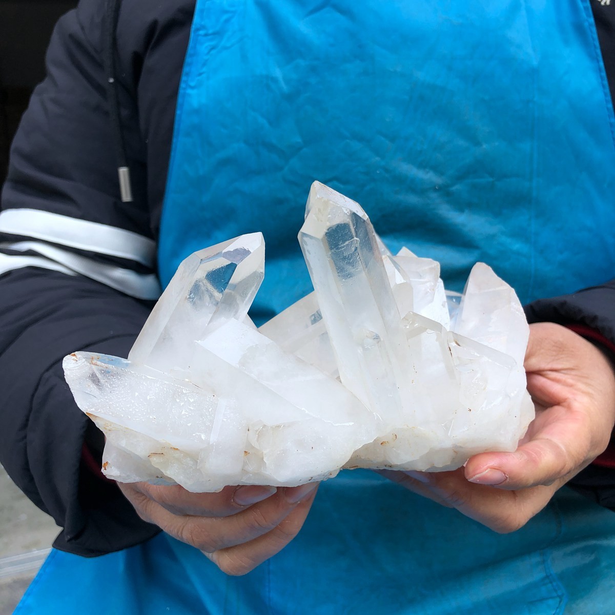 2pcs 4.07LB Natural White Clear Quartz Crystal Cluster Rough Healing Specimen