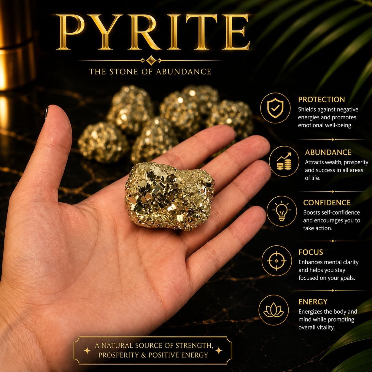 Natural Raw Pyrite Crystal Cluster – Stone of Prosperity and Confidence – Hea…