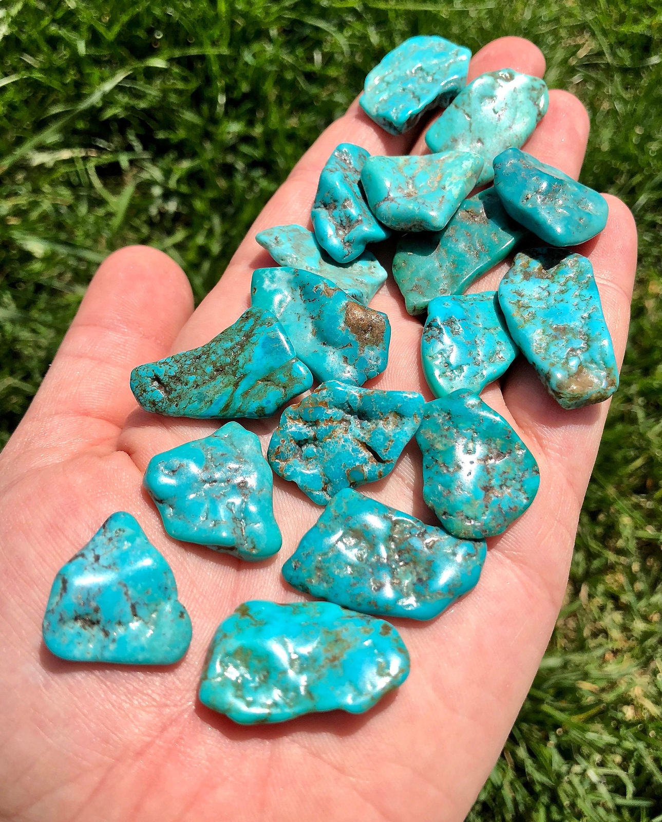 Turquoise Tumbled Stone (Grade A) Polished Natural Turquoise Stone from Mexico