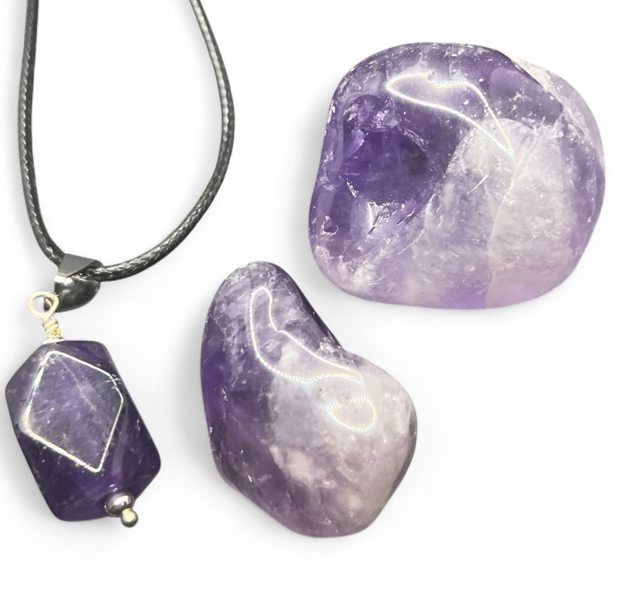 Amethyst Genuine Stones & Necklace Set