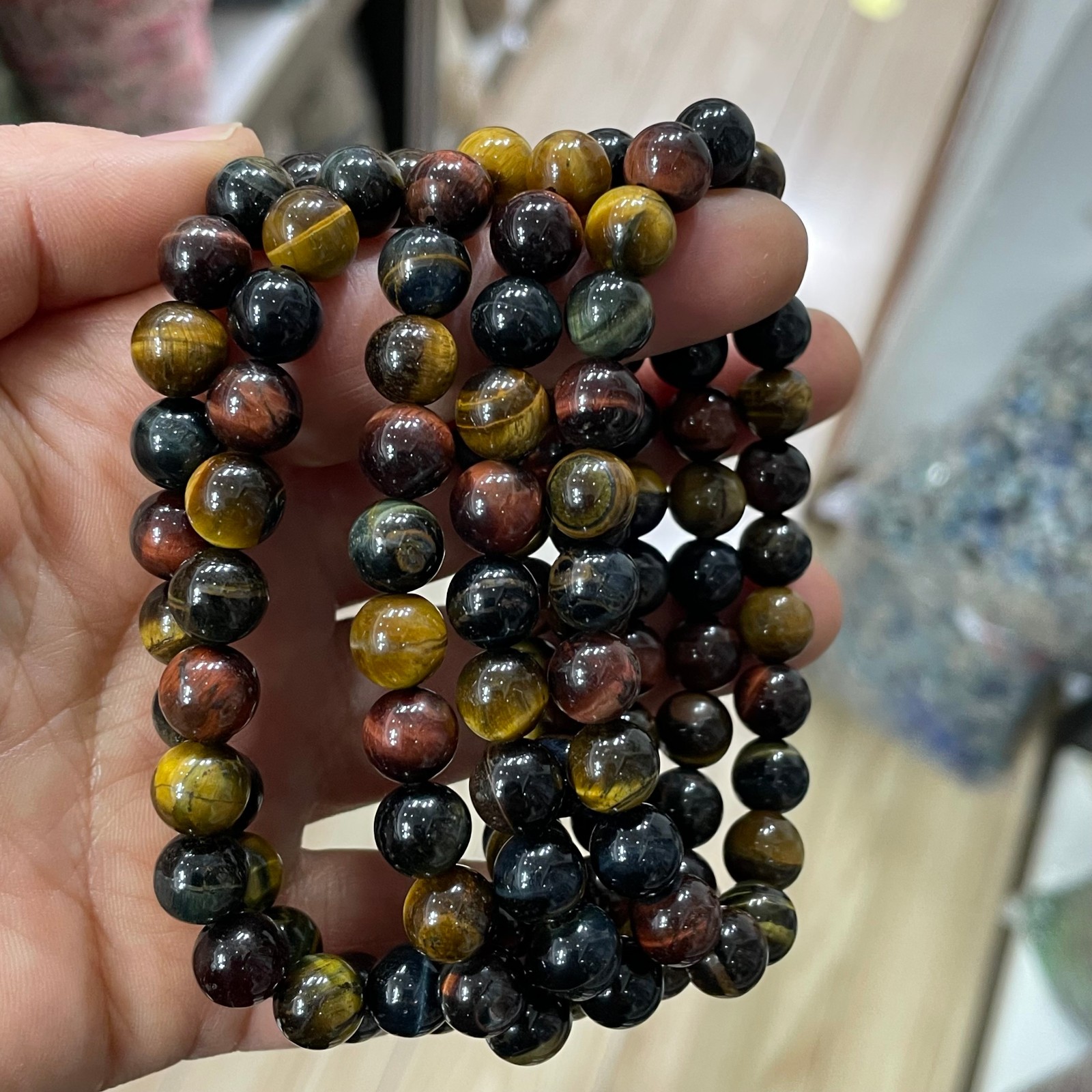 5pc 8mm Natural tiger-eye Bead Bracelet Reiki Crystal Quartz Healing Decorate