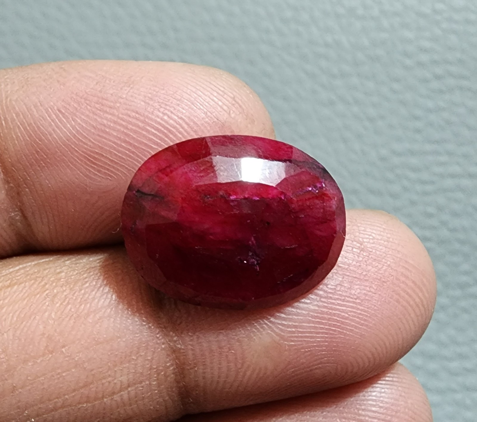 19.62ct Madagascar Oval Red Ruby – Natural Faceted Cut Stone for Fine Jewelry