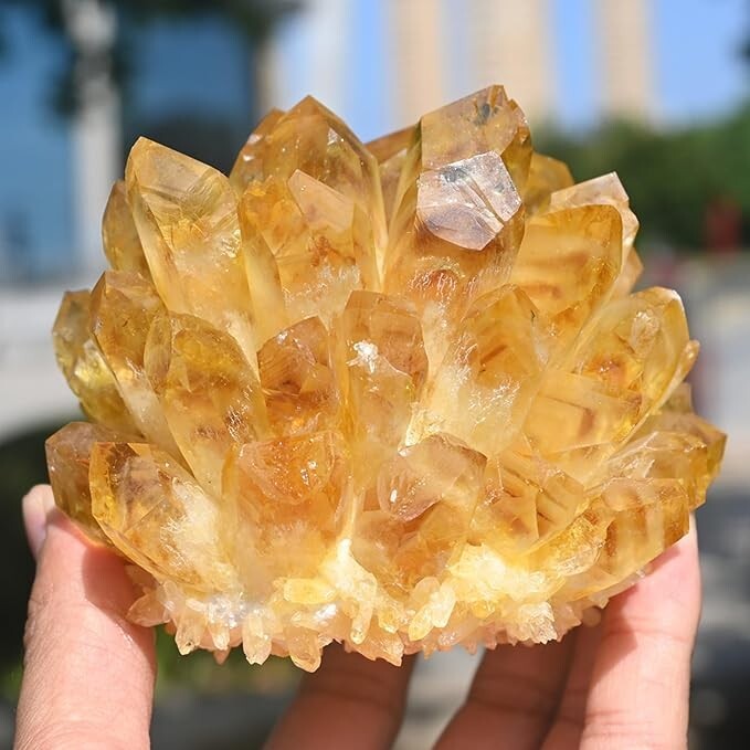 300G Large Citrine Quartz Geode Quartz Cluster Crystal Healing Reiki Home Decor