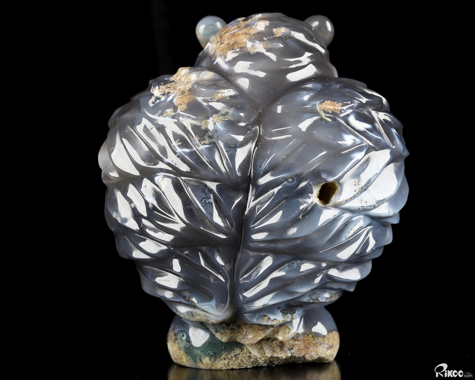 5.6″ Agate Geode Hand Carved Crystal Owl Sculpture, Crystal Healing
