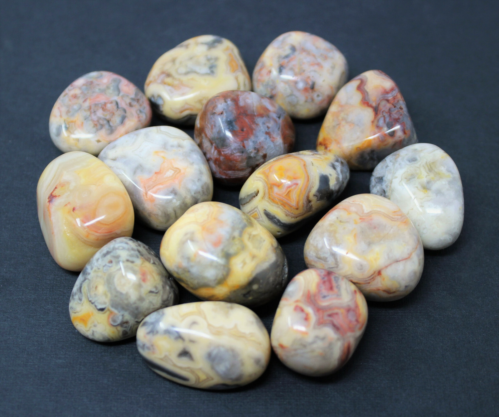 Bulk 1/2 lb lot Crazy Lace Agate Tumbled Stone (Crystal Healing Gemstone) 8 oz