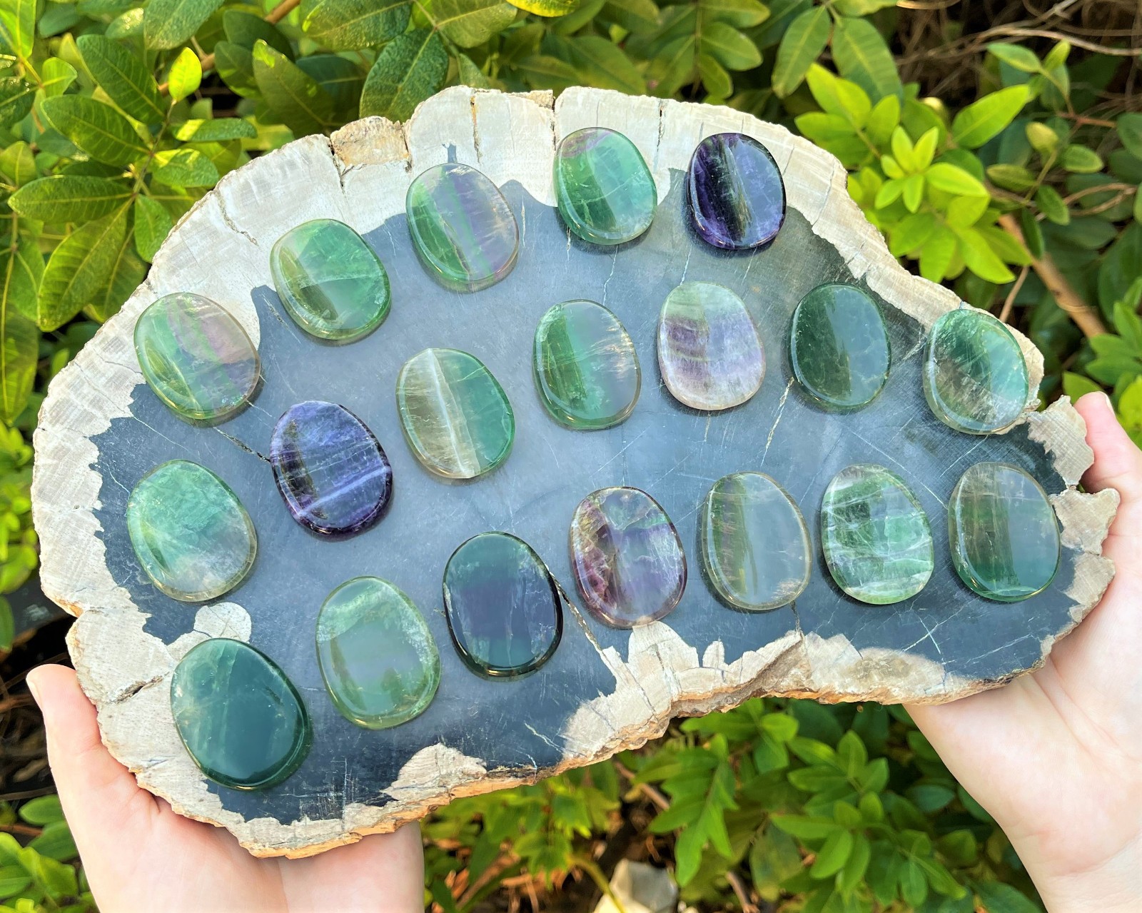 Fluorite Worry Stone (Fluorite Palm Stone, Smooth Polished Fluorite Crystal)