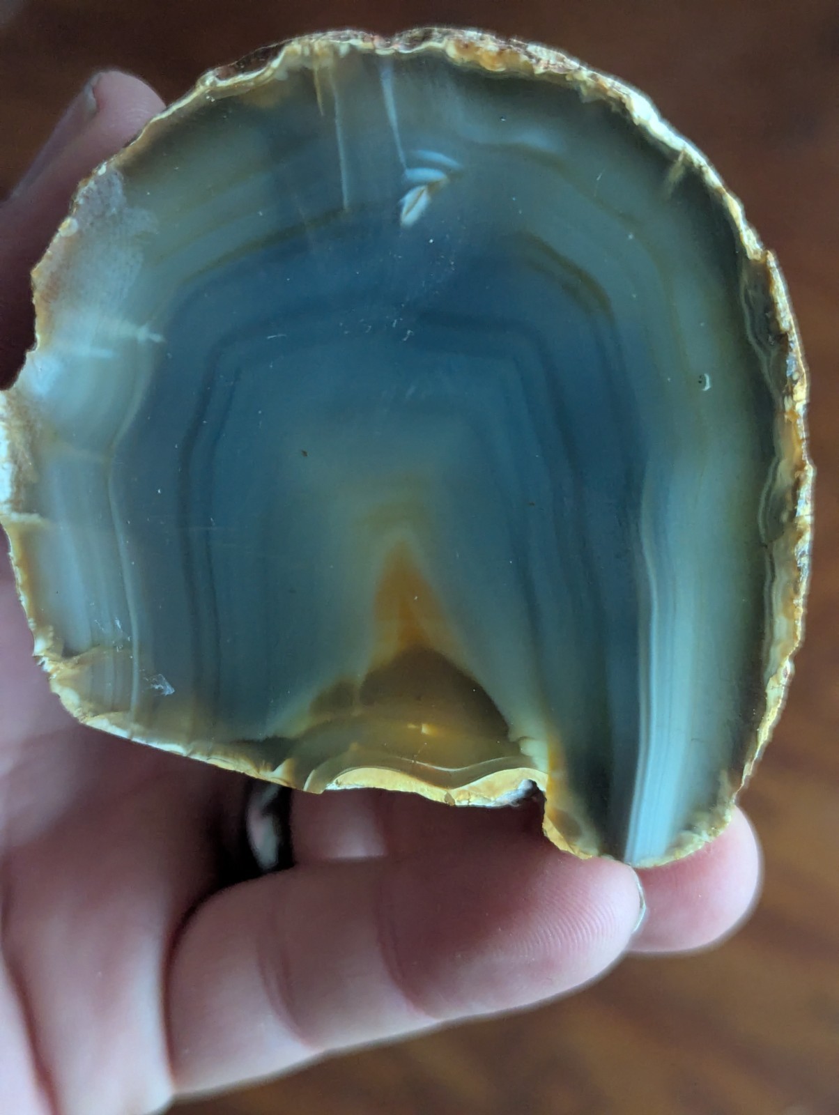 Large Natural Nice Color And Banding Agate Crystal Old Stock