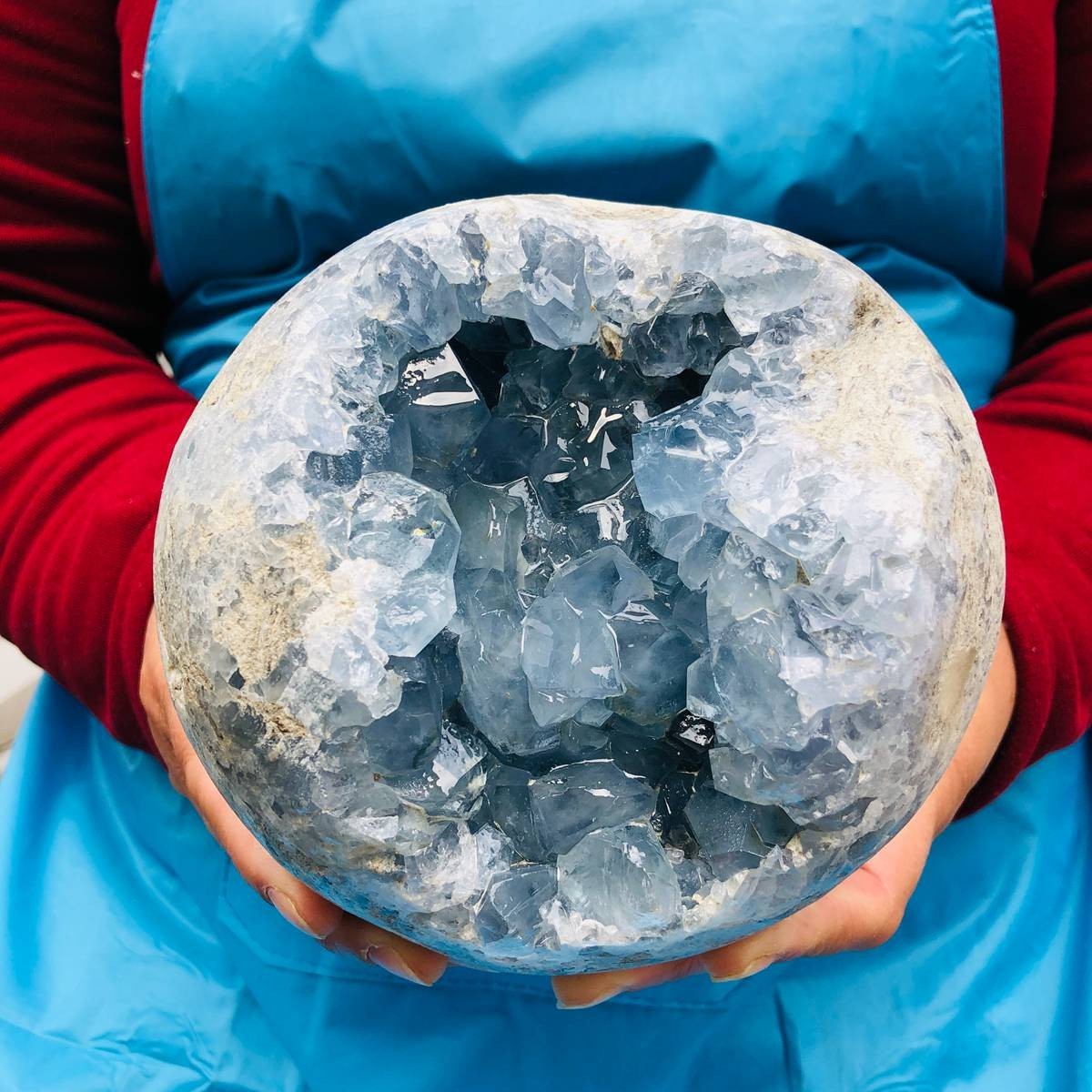 7.81LB Natural Blue Celestite Geode Crystal Cluster Mineral Specime Healing