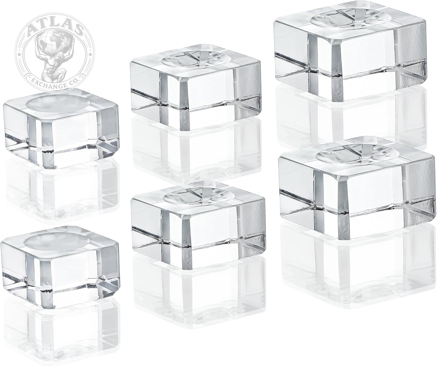 ZEERSHEE 6 Pack Square Crystal Display Bases for 3D Laser Balls 6Pcs Glass Stand