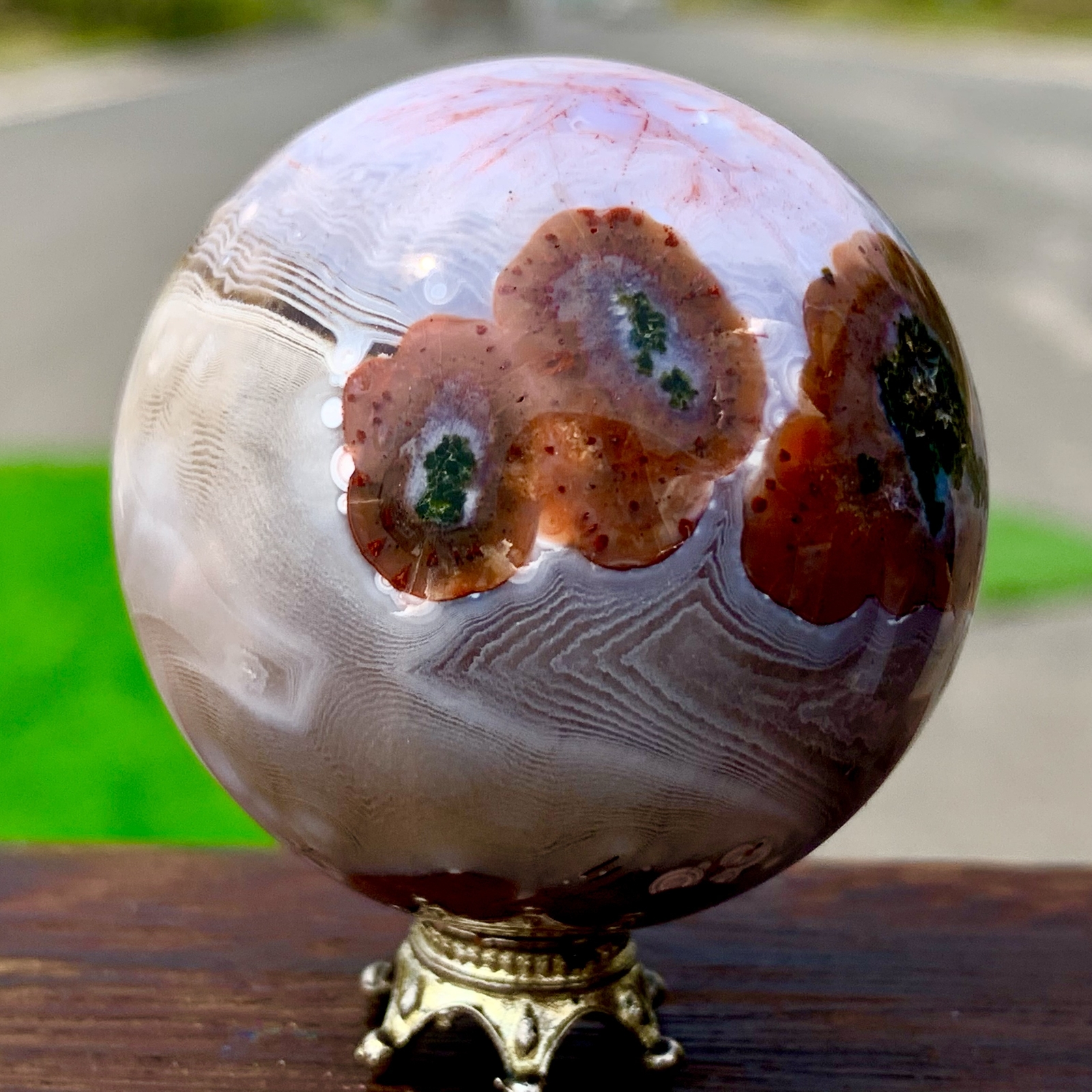 130GNatural Silk agate Sphere Quartz crystals Balls Reiki Healing Gem