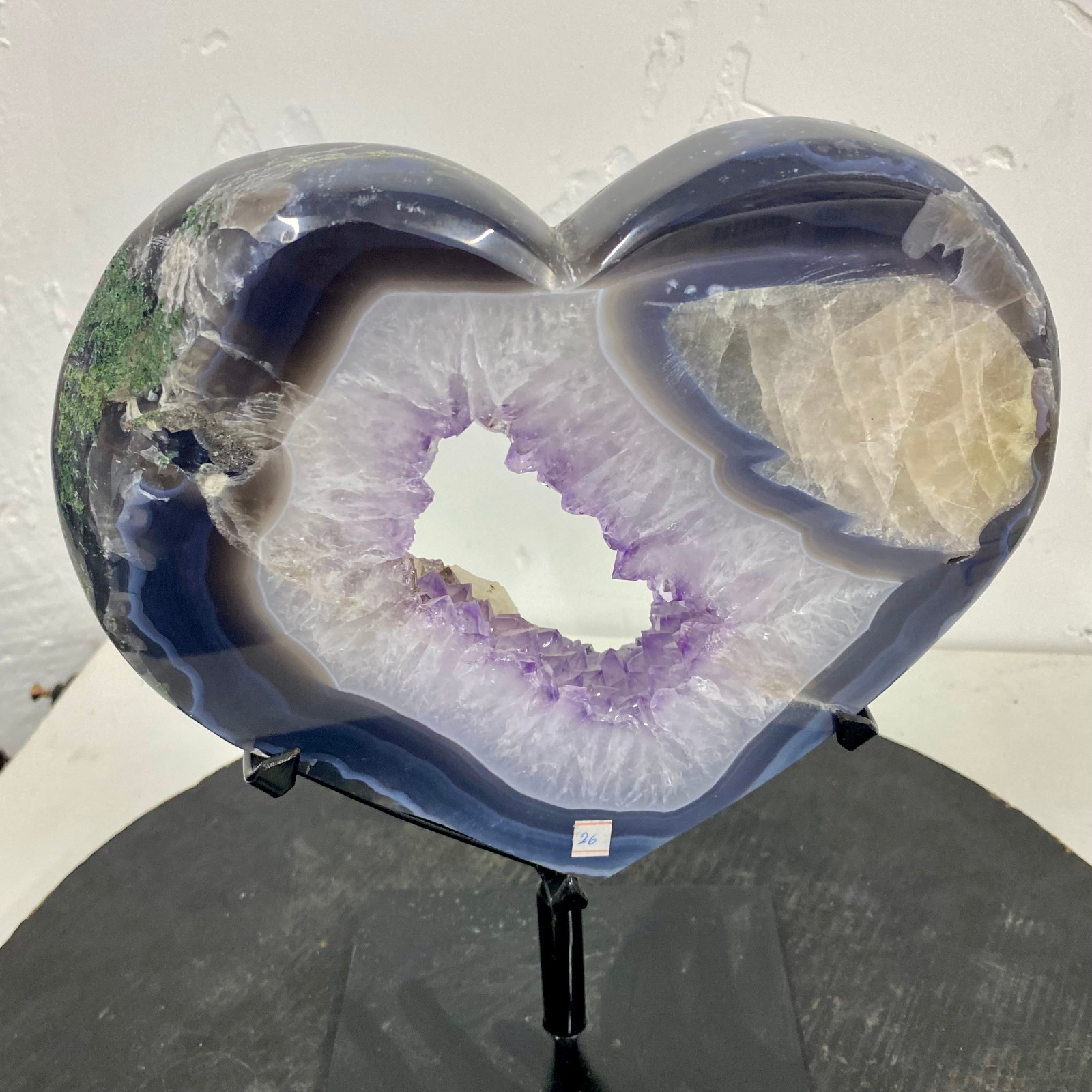 7.58LB Natural heart agate Amethyst Cave Crystal Slice Cut Repai