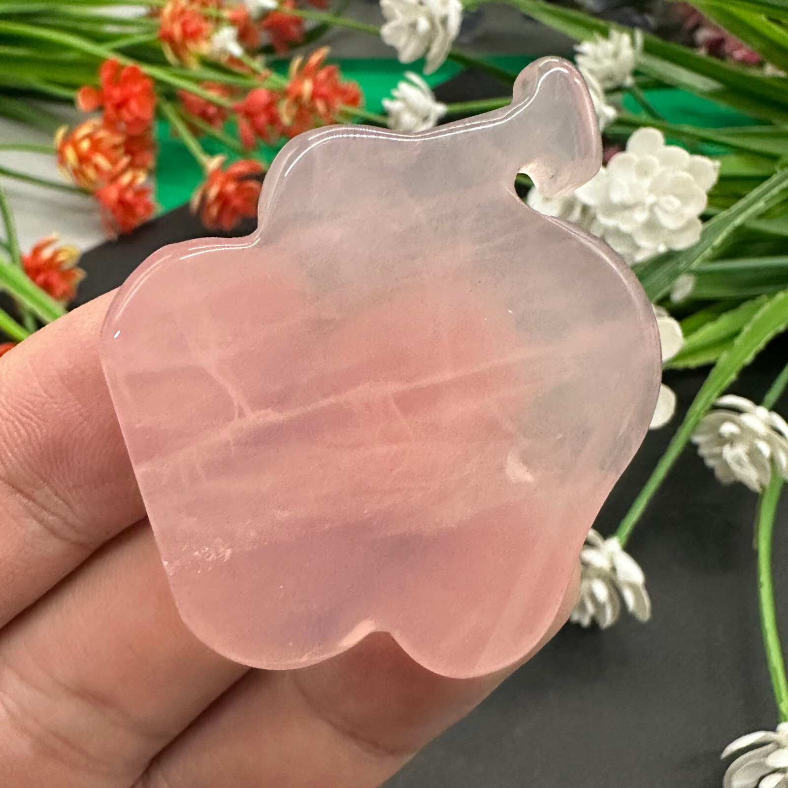 Natural Rose Quartz Carved Apple Quartz Specimen Skull Crystal Reiki Healing 1PC