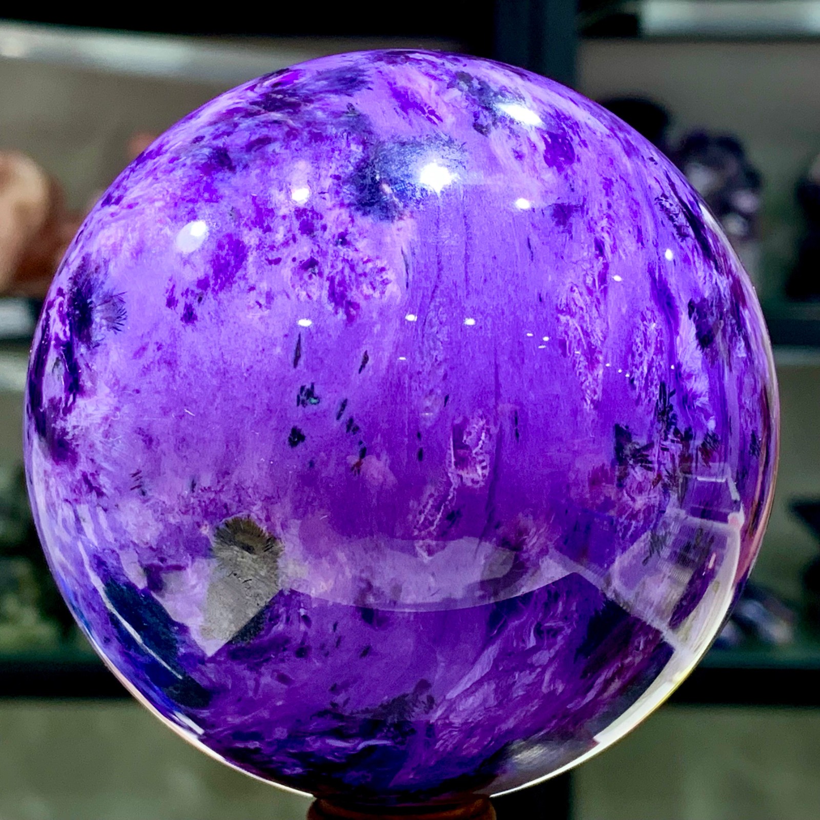 2.24LB Natural Siberian purple Charoite sphere crystal mineral ball – Museum