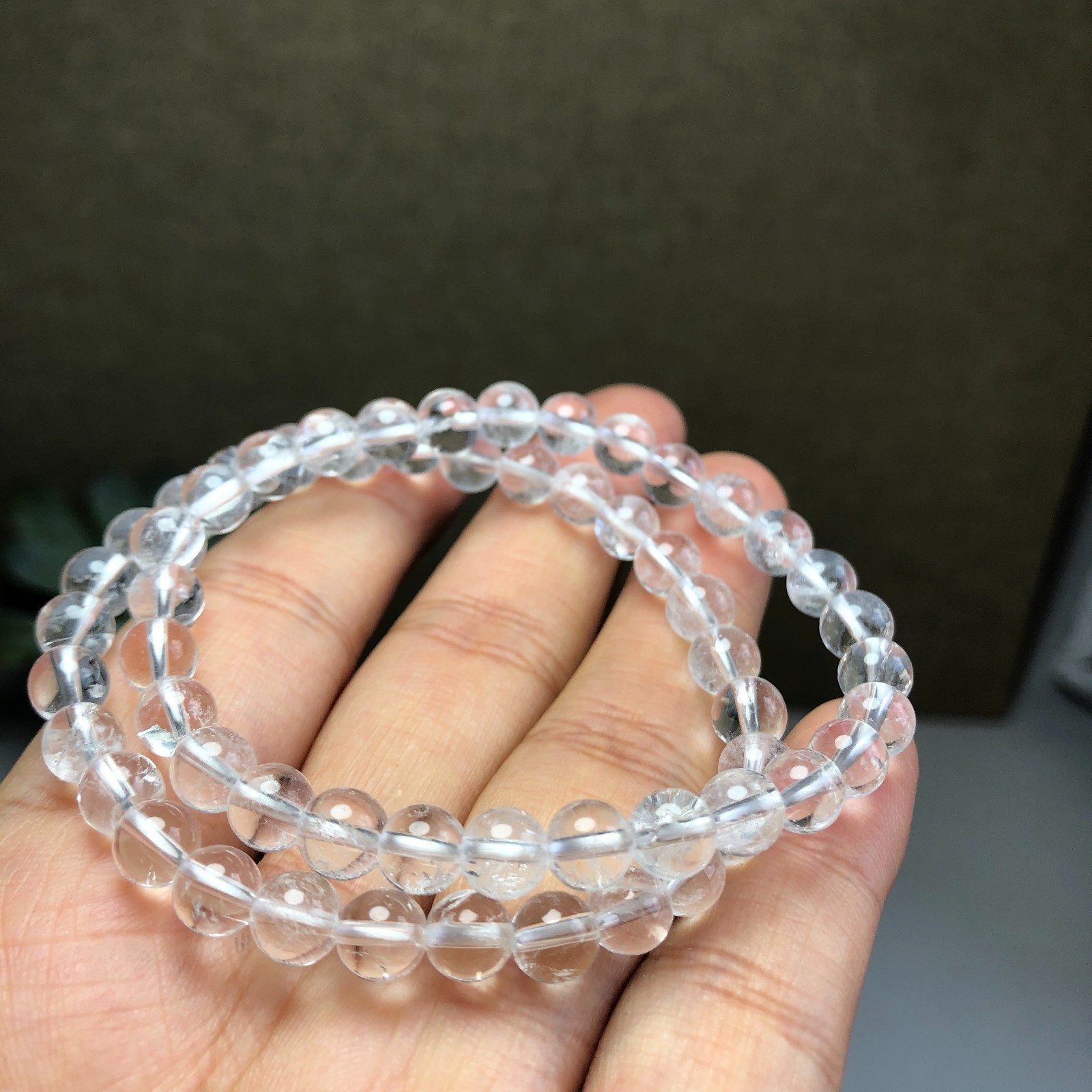 2Pcs Wholesal Natural white crystal bracelets Crystal ball sphere ball 6mm
