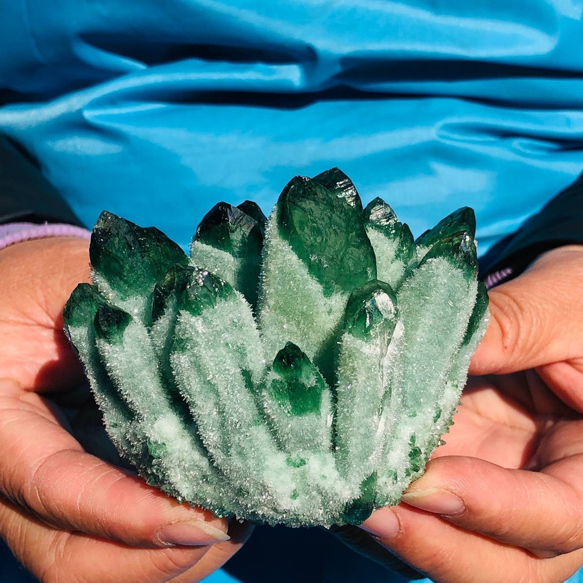 4 piece Lab-Grown Green Crystal Clusters Healing Energy Home Decor 3.91LB