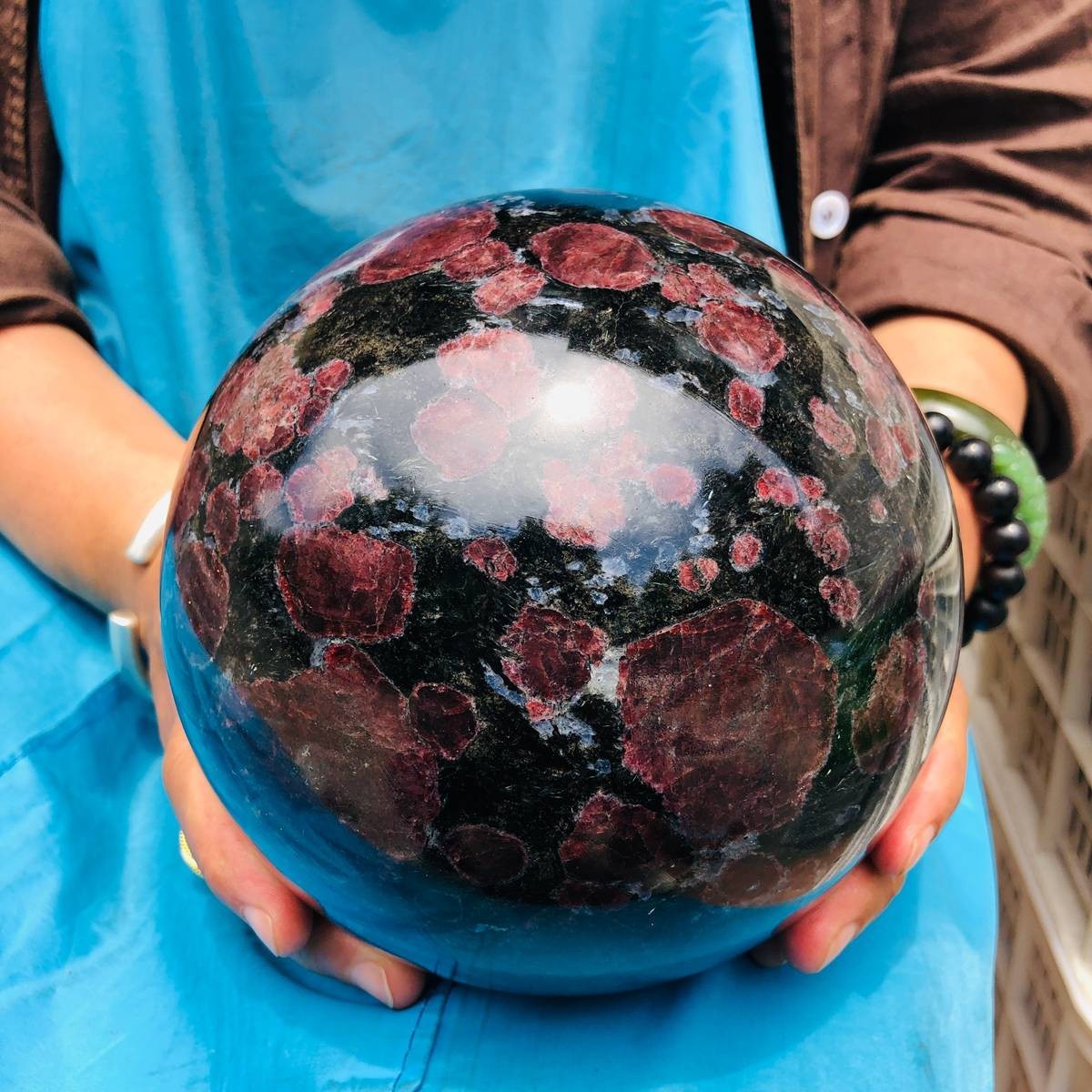 14.82LB Natural Firework Stone Quartz Sphere Crystal Ball Healing Decorati 4983