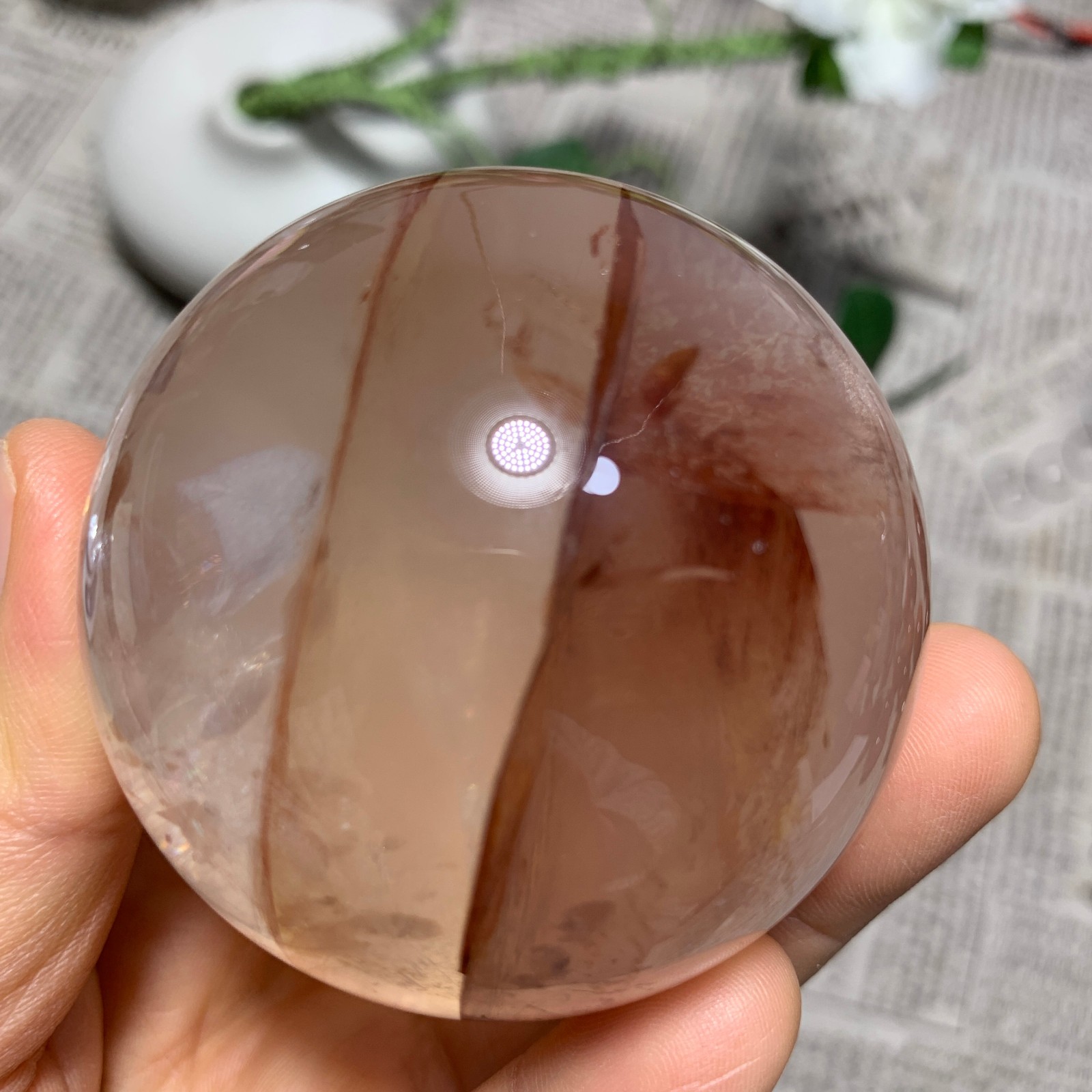 299g Natural Red Gum Flower Ball Crystal Sphere Specimen Energy Healing Reiki