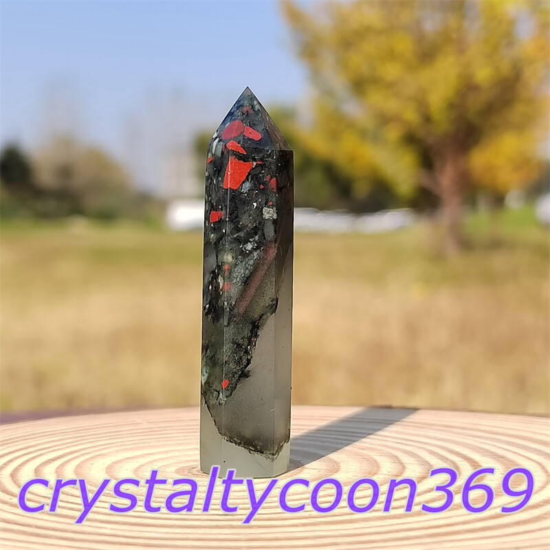 5pcs Natural Bloodstone Wand Quartz Crystal Obelisk Point Tower Healing 5.5cm