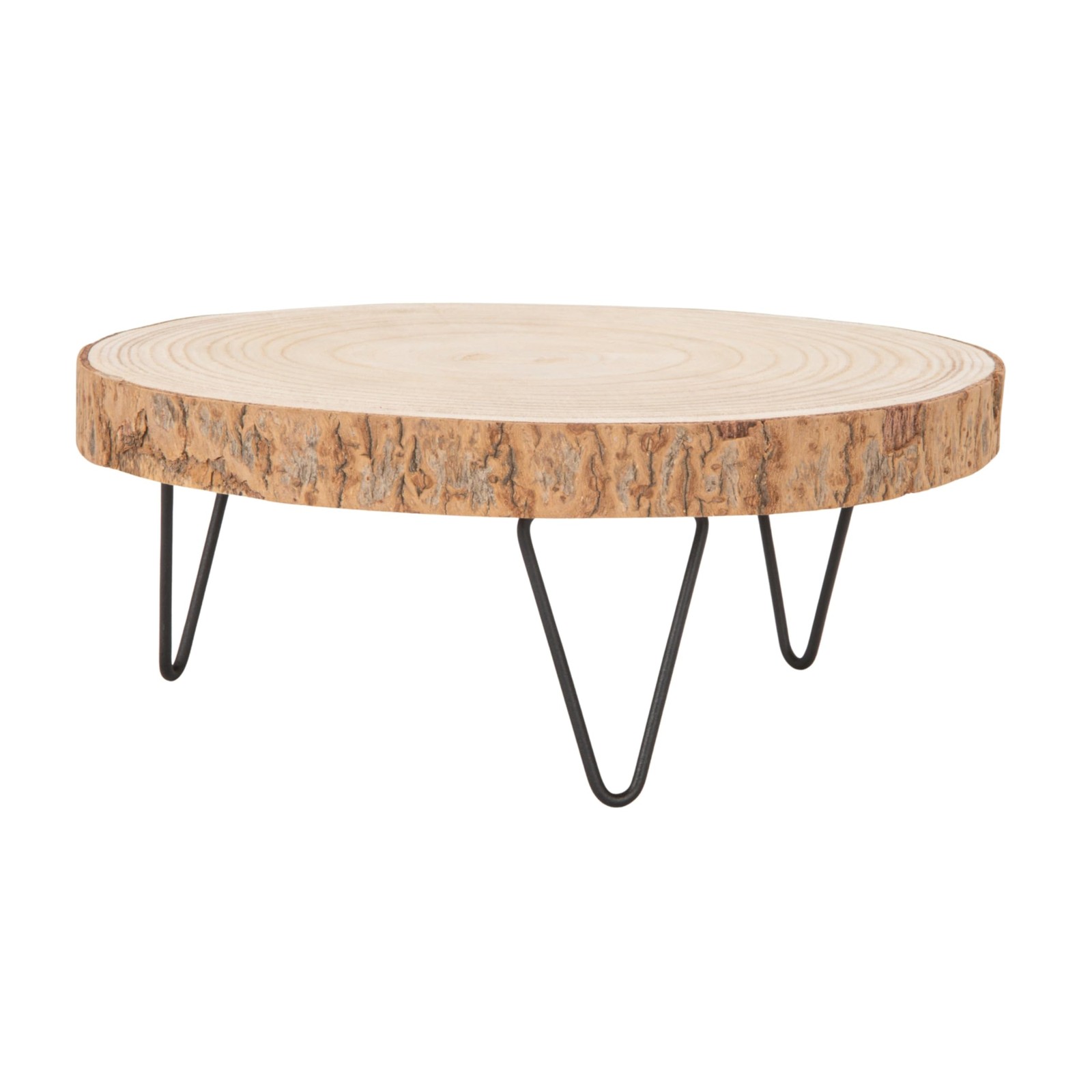 Large Paulownia Wood Pedestal with Metal Legs