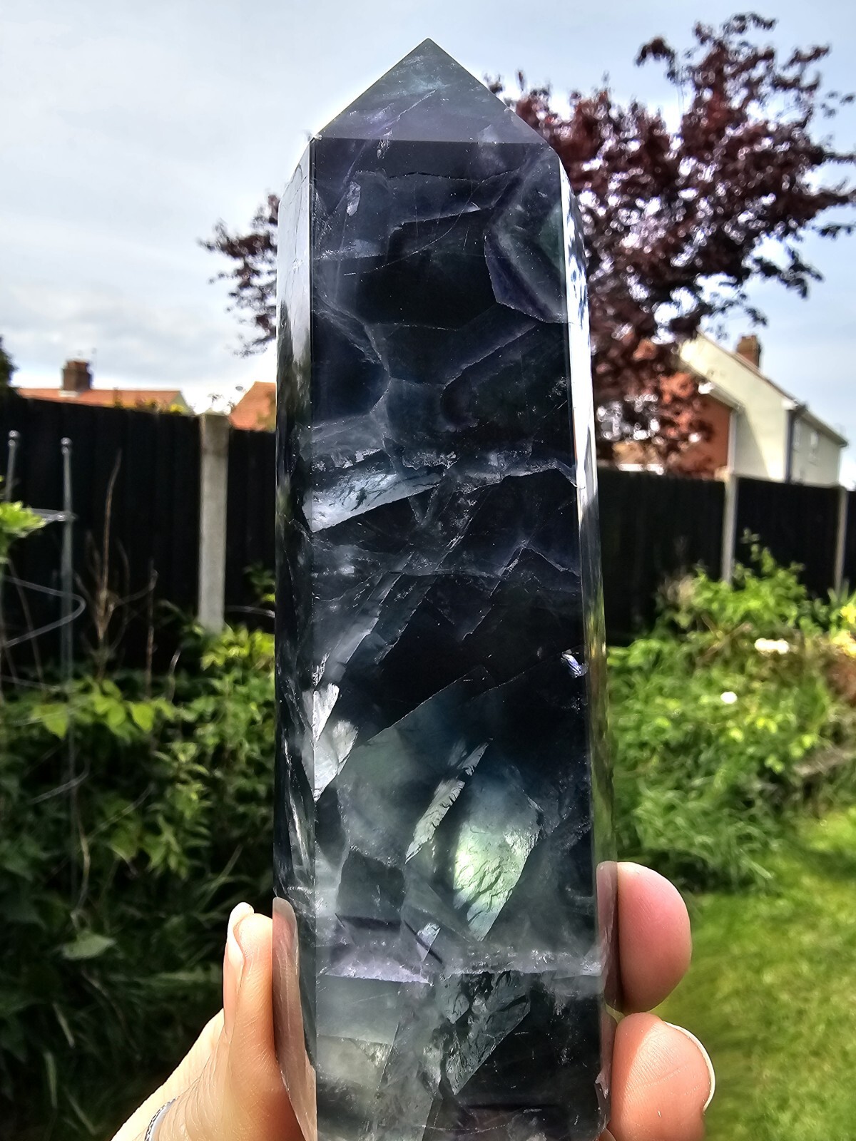 Rainbow Fluorite Crystal tower point crystal Blue Green purple 💜 💕 492g 13cm