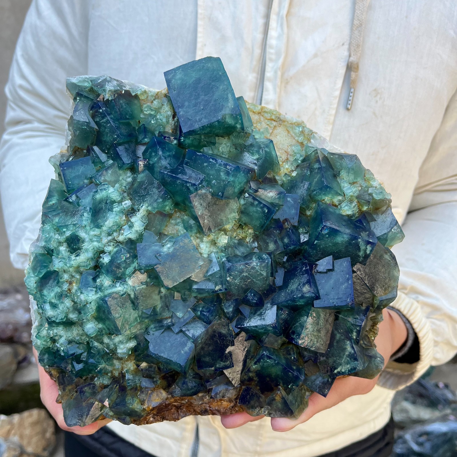 17.8lb Natural cubic green fluorite crystal clusters rough specimen Madagascar