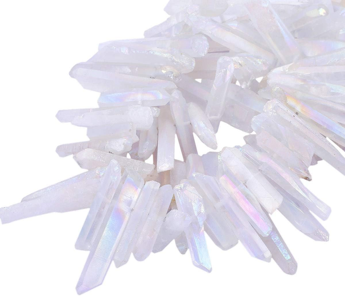 Titanium Coated Rock Crystal Quartz Crystal Points Loose Beads Sticks Spikes Top