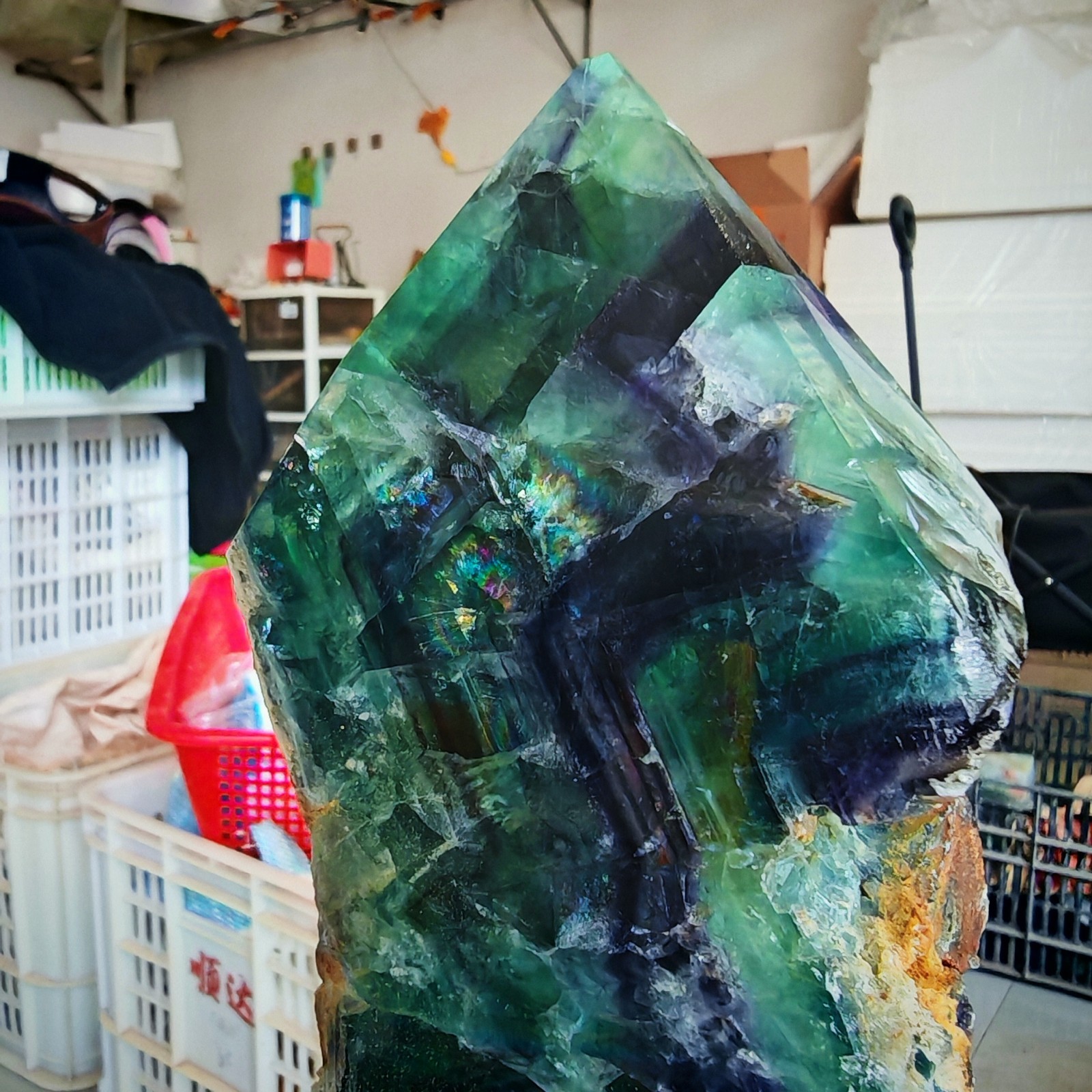 6.16LB Restoration of Natural Colored Fluorite Crystal Specimens 2800g