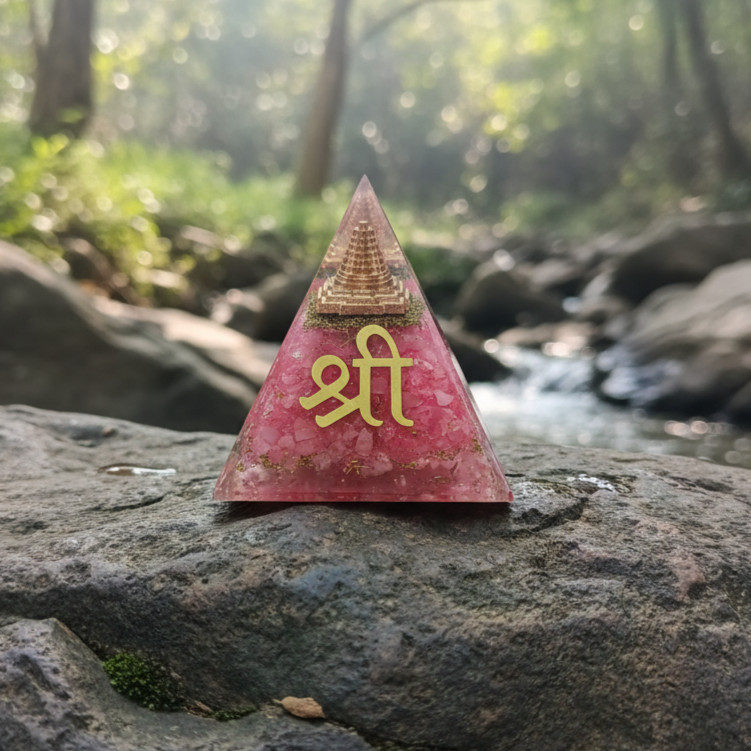 Shree Pyramid Rose Quartz Resin, Spiritual Home Accent, Housewarming Gift