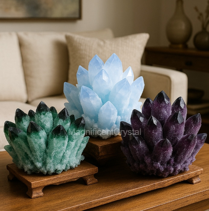 3PCS/Set Bestseller2025 Crystal Cluster Natural Rough Geode Reiki Quartz Display