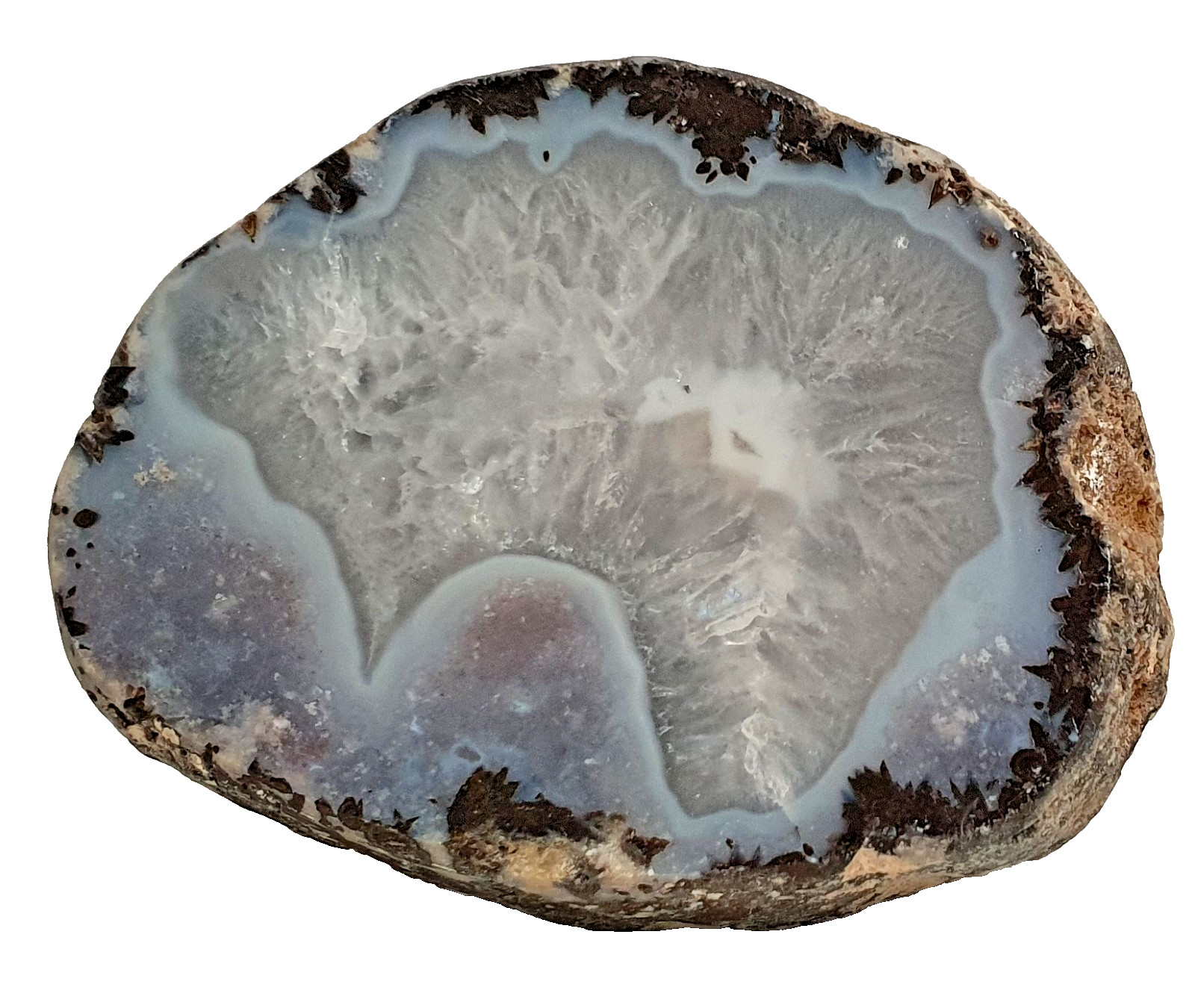 Blue / Grey Agate Geode Cut and Polished 7cm Wide 6.5cm Tall 5cm Deep