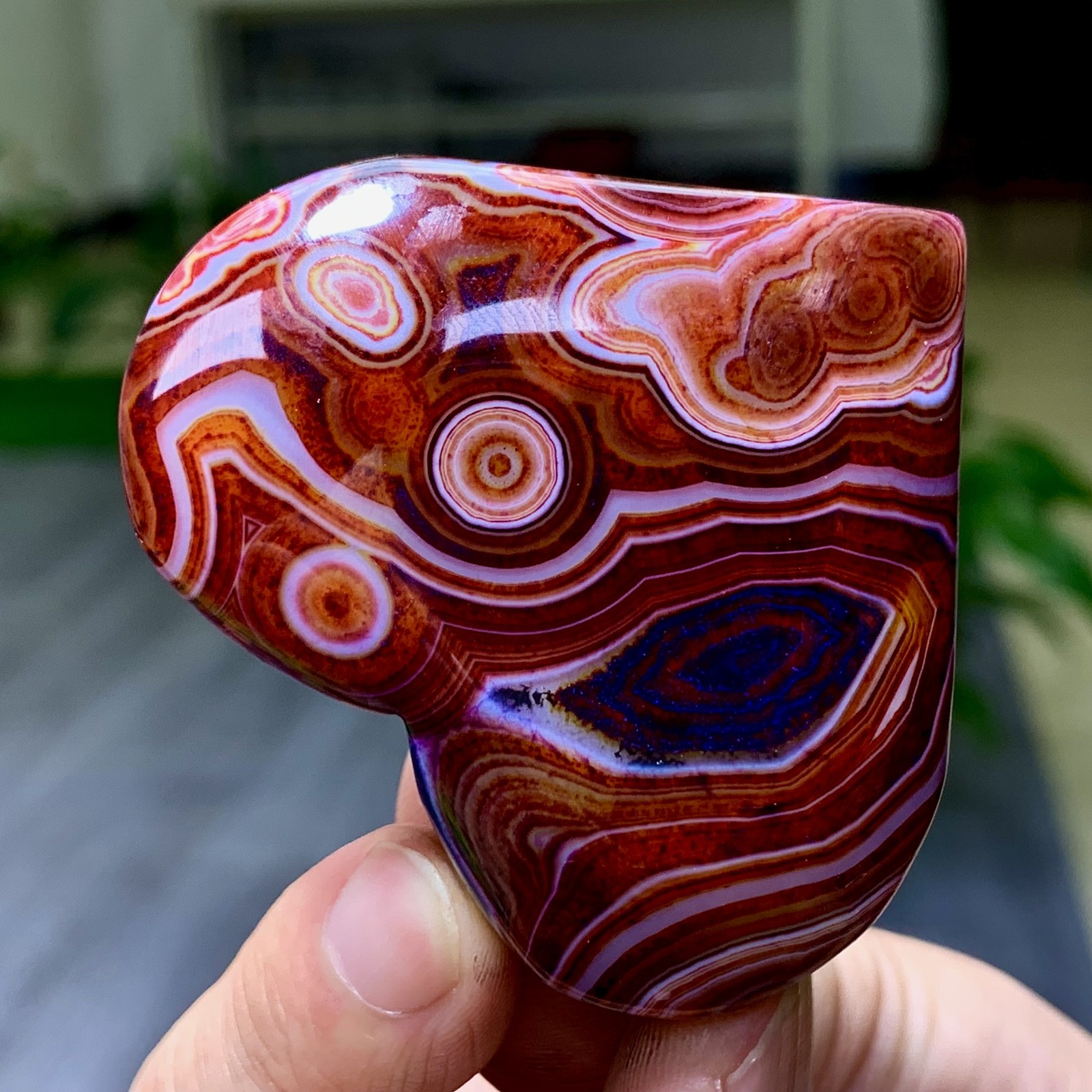 79G Natural colored striped agate crystal mineral heart shape