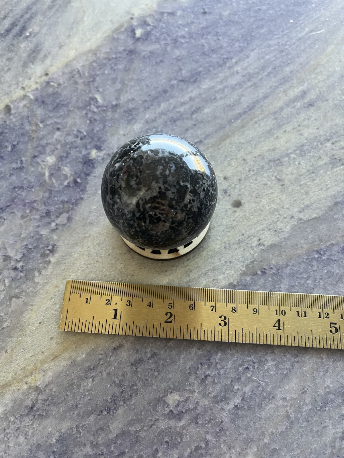 Natural Crystal Stone Indigo Gabbro Mystic Merlinite Ball Sphere 7.7oz Healing